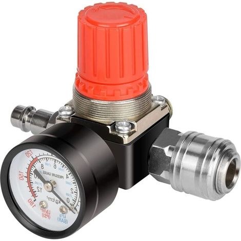 Régulateur de pression d'air valve pneumatique 1/4, détendeur pneumatique valve, vanne de régulation de pression pour compresseur d'air, 175 PSI, Norme UE (1/5)