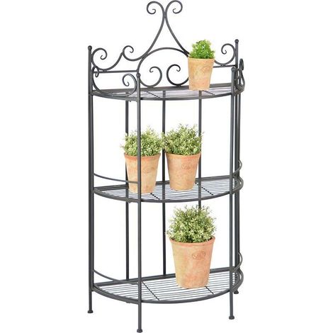 Etagère demi-ronde pliante - L 59,5 x l 30 x H 114,5 cm - Noir - Livraison gratuite (1/5)