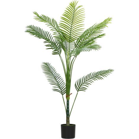 Plante artificielle intérieure 150 cm, palmier arbre artificiel avec pot en plastique et flocage, vert (1/5)