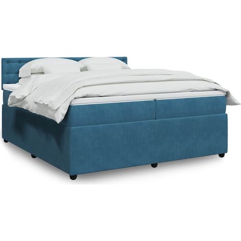 Boxspringbett mit Matratze Blau 200x200 cm Samt vidaXL (1/5)