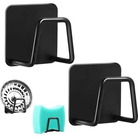 Set di 6 porta spugne da lavello da cucina, autoadesivo, in acciaio inox 304, porta spugne in acciaio inox, per lavello da cucina e bagno. (1/4)