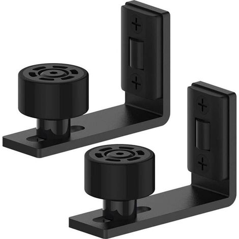 2 Pièces Ajustable Guide de Plancher Mur/porte Guide Inférieur Pour Porte en Bois Coulissante Noir (1/4)