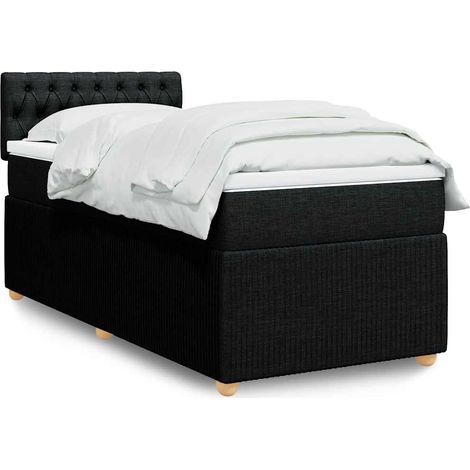 Boxspringbett mit Matratze Schwarz 80x200 cm Stoff