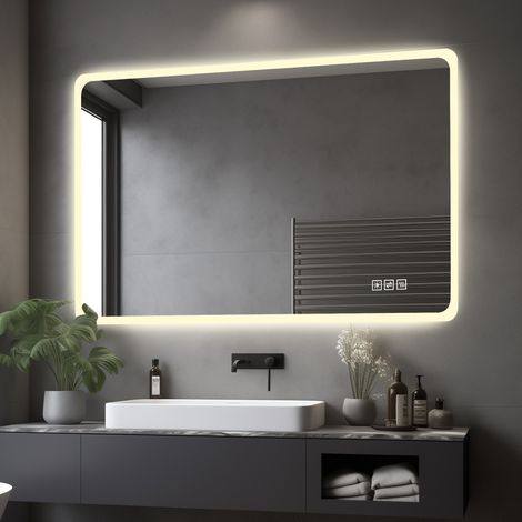 Specchio bagno LED 100 x 60 cm antiappannamento, 3 colori, dimmer touch (1/5)