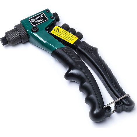 SATA ST90501SC Pistola remachadora de 8 pulgadas, con cuerpo de acero resistente y mango de goma con resorte que expulsa los vástagos de los remaches automáticamente
