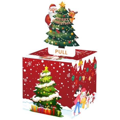 Tirelire de Noël pour Les Cadeaux en Espèces, Carte Boîte à Argent de Noël à Tirer DIY, Amusantes Boîte à Cadeaux Surprise pour l'argent, avec 30 Sachets Transparents Et Un Sticker
