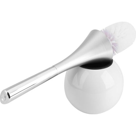 Support créatif pour brosse de nettoyage de toilettes, Base en acier inoxydable (blanc) (1/4)