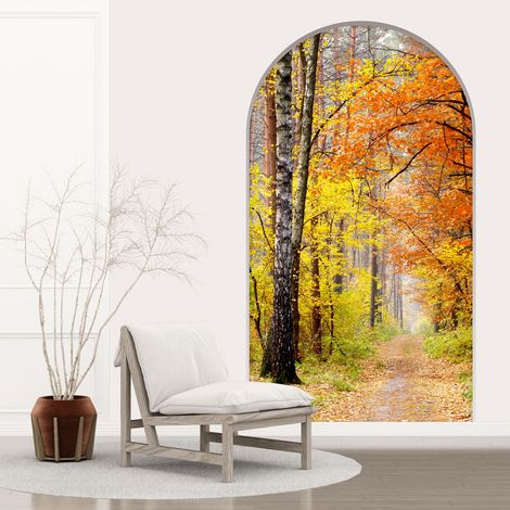 Stickers Trompe l'oeil Arche - Voute - Chemin Forêt - 70 x 125 cm (1/5)