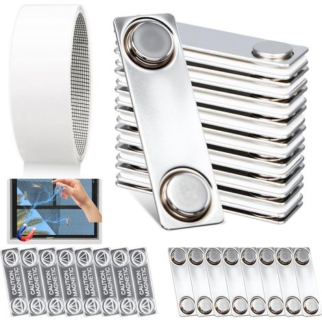 8 Pièces Moustiquaire Fenetre Magnetique, Aimant Moustiquaire Sans Perage Aimant pour Moustiquaire, Moustiquaire Magnétique, Aimant Rideau, Comprend 2m de Ruban Adhésif Transparent en Maille (1/5)