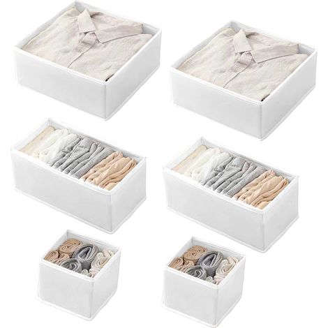 Organisateur de placard à 6 tiroirs en tissu épais, idéal pour ranger soutiens-gorge, chaussettes, chemises, t-shirts, cosmétiques et jouets. (1/5)
