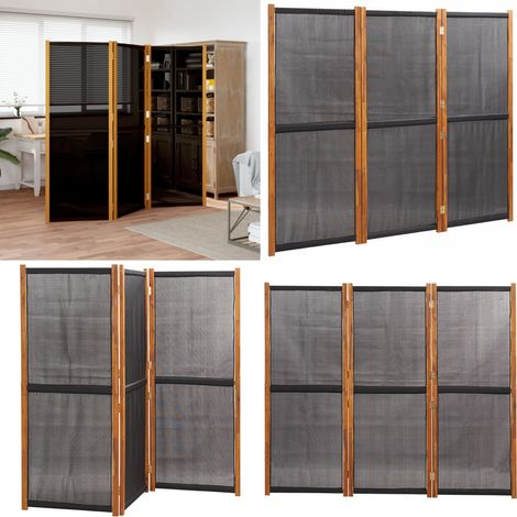 Cloison de séparation 3 panneaux Noir 210x180 cm - Cloison bois - Cloison extérieur (1/5)