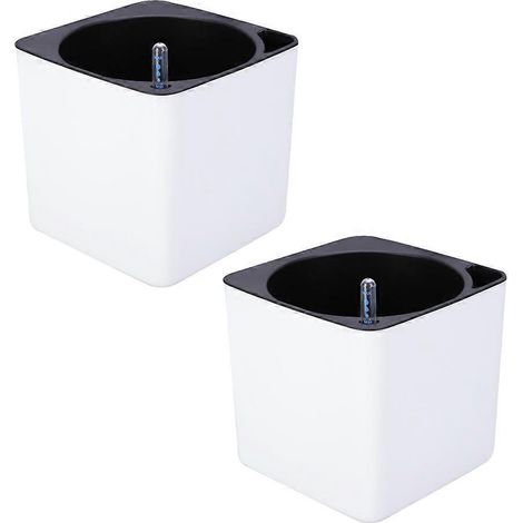 Pot de fleurs élégant à arrosage automatique, en céramique, avec système hydroponique passif, idéal pour les légumes et les plantes d'intérieur. (1/4)
