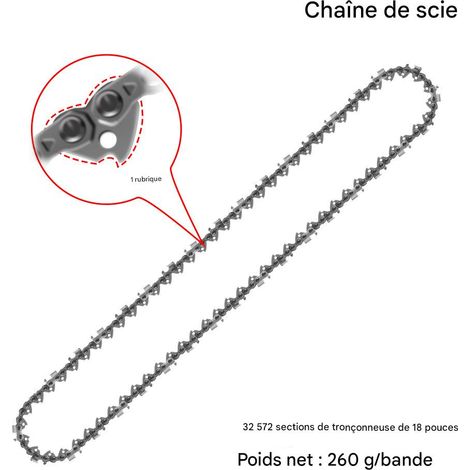 Chaîne de Tronçonneuse à Essence 18 Pouces .325, 72 Maillons, 36 Dents, Haute Résistance (1/5)
