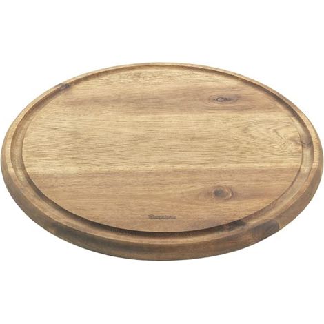 Metaltex Tagliere rotondo in legno di acacia con scanalatura, Ø 24 cm, marrone (1/2)