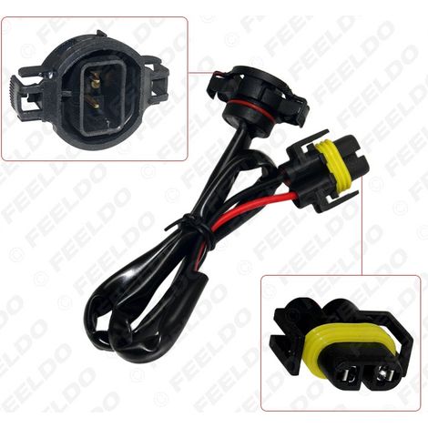 Phares au xénon HID automobiles, câble d'alimentation double extrémité mâle-femelle H11 vers 5202/H16, câble adaptateur pour douille de lampe 5202