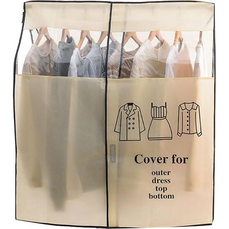 Coperture per riporre abiti, coperture per appendere gli abiti, custodie non tessute per camicie, completi, cappotti, casa, camera da letto (beige, 120 x 120 cm) (1/5)