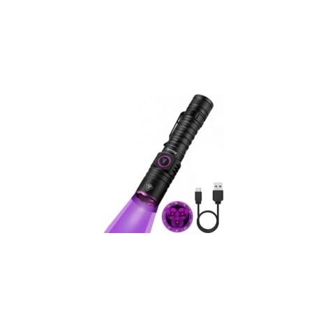 Lampe torche LED UV SV103 15 W 395 nm rechargeable USB C, détecteur d'urine à lumière noire UV Woods pour résine, pêche, scorpion, minéraux, ambre, insectes, avec batterie (1/5)