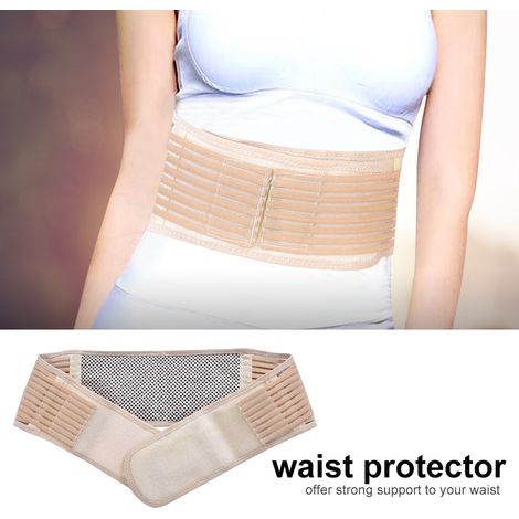 Ceinture lombaire magnétique auto-chauffante, soutien lombaire, respirante, unisexe (beige XL) (1/5)