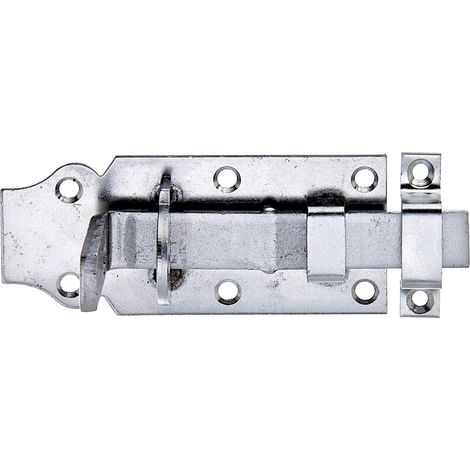 Verrou porte-cadenas droit, avec poignée plate et gâche attachée acier inoxydable platine 100 x 45 mm (1/2)