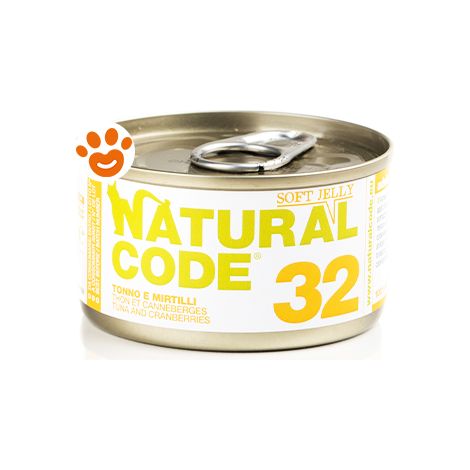 Natural Code Gatto Adulto, in Lattina 85gr 32 Tonno e Mirtilli in Jelly