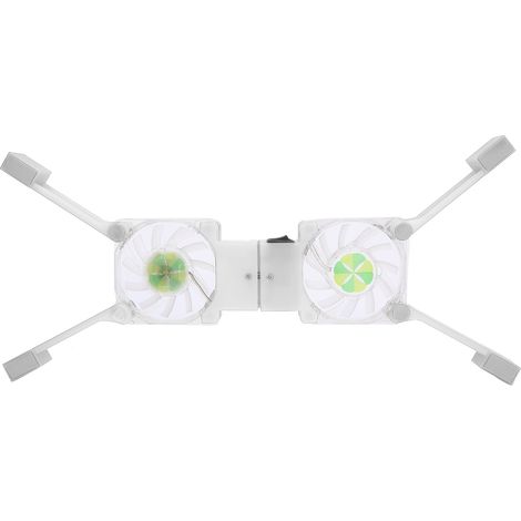 Support d'ordinateur portable pliable DRS03 avec double ventilateurs et lumière LED bleue - Refroidisseur PC portable (Blanc) (1/5)