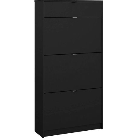 Dmora - Scarpiera Mandukhai, Mobile portascarpe, Armadio da ingresso multiuso, Mobiletto per calzature, 70x24 h140 cm, Nero (1/5)