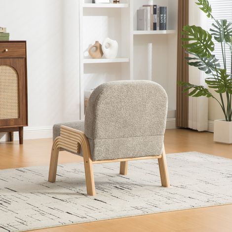Fauteuil lounge en tissu scandinave – housse en chenille douce sur cadre en bois robuste, parfait pour salon et chambre, gris (1/5)
