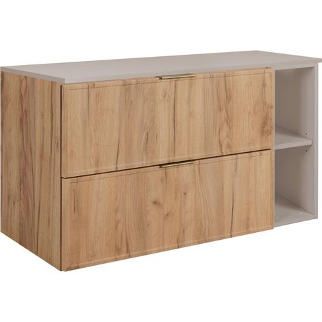 Mobiletto da bagno, Rovere Craft / Cashmere, maniglia dorata, 100 (80 + 20) x 46 x 57 cm (1/5)