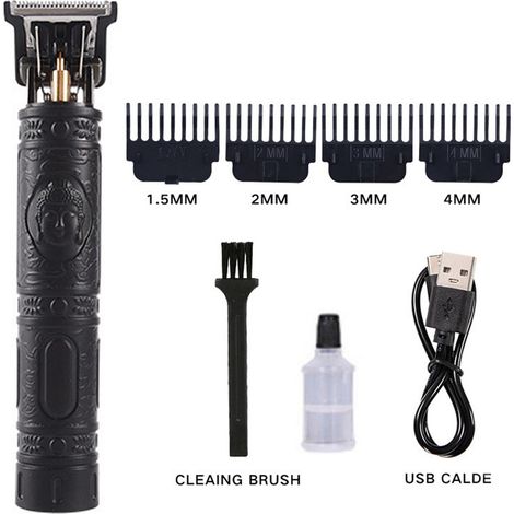 Tondeuse à Cheveux Professionnelle Sans Fil pour Hommes et Enfants - Kit Grooming Précision avec Coupe Métal Dragon Buddha (Black/Gold/Bronze) (1/5)