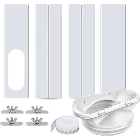 Kit de calfeutrage pour climatiseur mobile – Tuyau flexible Ø15/13cm – Longueur ajustable 43-140cm – Accessoire pour fenêtres verticales et horizontales (1/5)