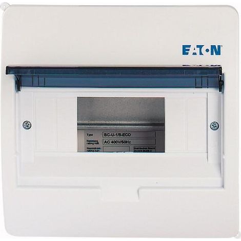Coffret encastré IP40 1 rangée 8 modules porte transparente EATON BC-U-1/8-ECO (1/3)