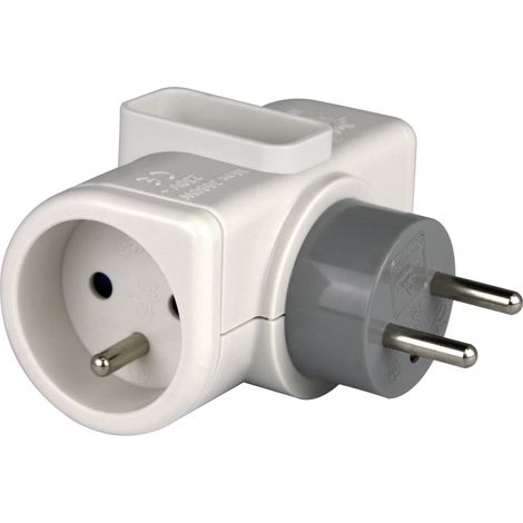 Multipresa senza cavi con spina girevole, 3 prese bianche ZENITECH ZENITECH