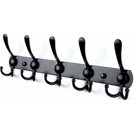 Wall Mounted Coat Rack, Stainless Steel Wall Mounted Bathroom Coat Rack 1 Brackets with 5 Hooks Heavy Duty Wall Mounted Coat Rack Coat Rack for Home Kitchen