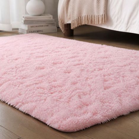 Tapis shaggy moelleux antidérapant 4 cm – polyester hypoallergénique pour salon et chambre – 160 x 230 cm rose (1/5)