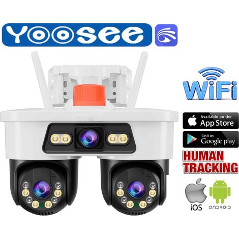 Telecamera wifi 9MP 3 lenti Ip67 IP cam Dual Head PTZ CCTV visione notturna