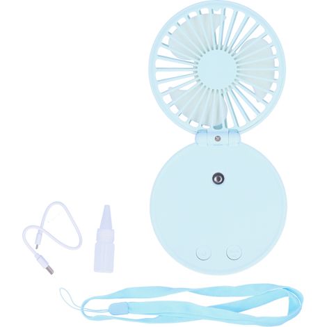 Tragbarer, per USB aufladbarer Ventilator mit Wassersprühfunktion, ideal für Büro, Schule und Reisen im Freien.