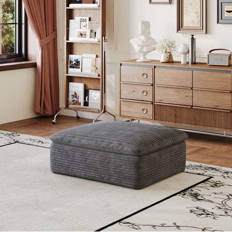 Pouf modulare rivestito in tessuto grigio scuro 90 x 70 x 42 cm OKWISH (1/5)