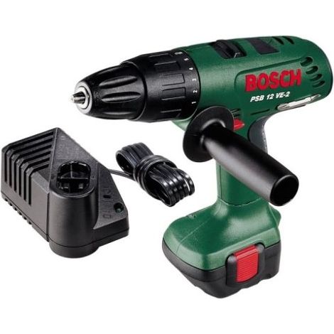 Bosch 0603941503 PSB 12 VE-2 Trapano a Batteria 12V 2 Kg Mandrino Senza Chiave Inversione Foratura Calcestruzzo 10 mm (1/4)