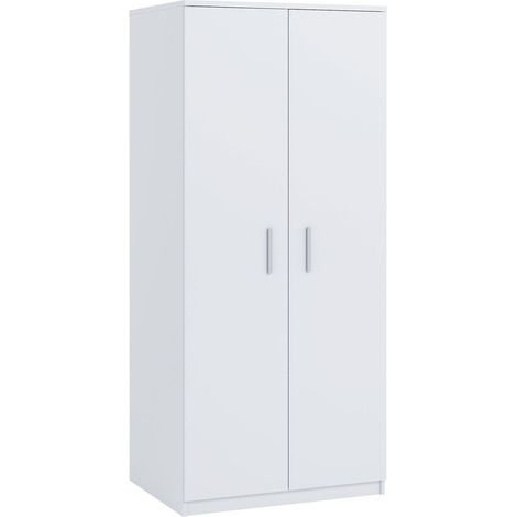 Armoire Catromi 117, Blanc, 202x90x65cm, Portes d'armoire: Avec des charnières, Nombre d'étagères: 4