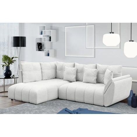 AX LIVING Ecksofa mit Schlaffunktion Corleone L Sofa Weiß 268 cm (1/5)