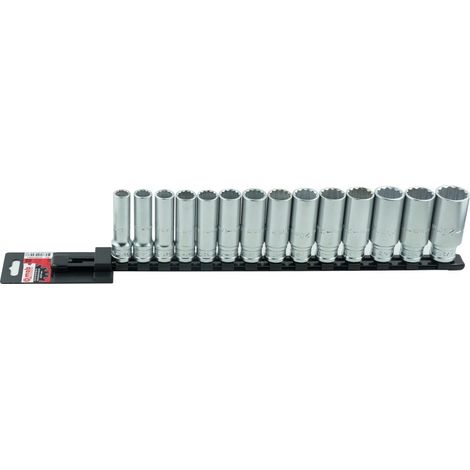 Jeu de 14 Douilles Longues 12 Pans 1/2″ sur Rack - MOB