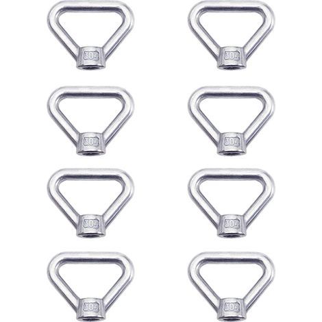 Écrou à Oeil de Levage 8 Pièces M8 Écrou à Anneau Écrou à Vis Argenté 304 en Acier Inoxydable Triangle Anneau Écrou Anneau de Levage Oeil Écrou Attache M8 Écrou à Anneau Femelle (1/5)