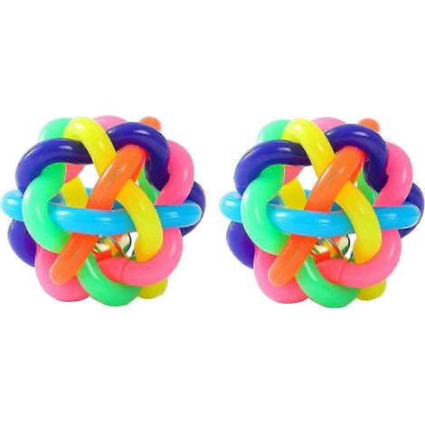 Lot de 2 balles en caoutchouc à picots et à bruits sourds, jouets interactifs pour chiens et chats d'intérieur.-7cm (1/5)