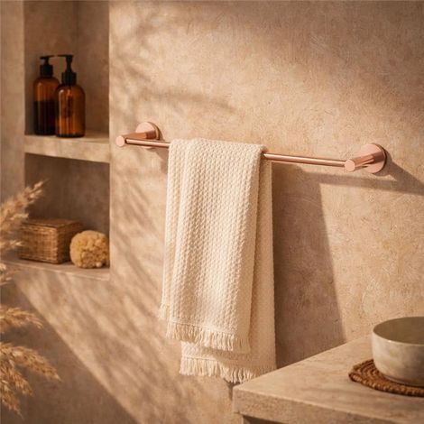 Exagonshop Portasciugamani 50 cm oro rosa spazzolato Minimal