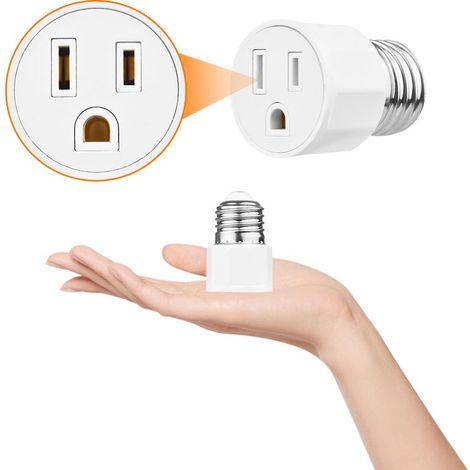Adaptateur de douille d'ampoule E26 E27, prise ca à 2 ou 3 broches vers support de lampe, prise américaine pour Patio, hangar, Garage, entrepôt (1/5)