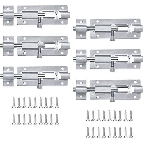 Ensemble de verrouillage de porte de chambre à coucher 6 pièces, loquet de porte coulissante, verrou de loquet de porte coulissante (1/5)