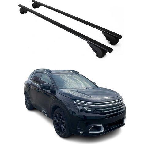 OMAC Barres de toit pour Citroën C5 Aircross 2018-2025 – TÜV / DIN 75302:2019 – Antivol inclus – Charge max 75 kg – 2 barres Noir