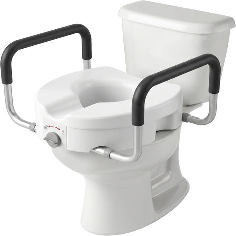 Rehausseur WC Blanc avec Poignées, pour Personnes Âgées, Siège Toilettes, Salle de Bain, Sénior, Usage Quotidien (1/5)