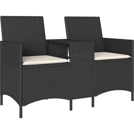 Maison Exclusive - Gartensofa 2-Sitzer mit Tisch und Kissen Schwa