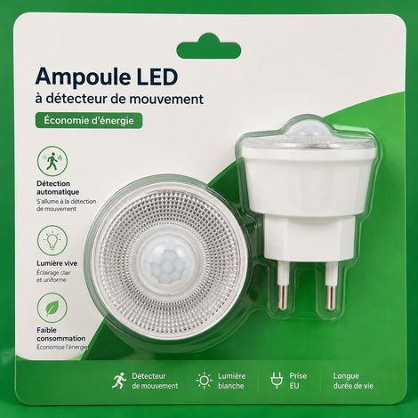 Veilleuse LED Murale Ronde à Prise Européenne Lumière Chaude 2,5 W avec Détecteur Infrarouge et Capteur Crépusculaire réf 1346 1 g – Livraison gratuite (1/5)